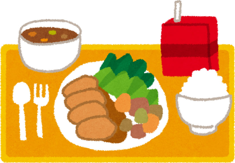 Illustration of a Japanese School Lunch Tray